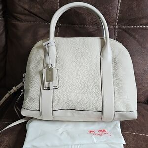 Coach Large Bleeker Preston Beige Buffalo Pebbled Leather Satchel/ Tote